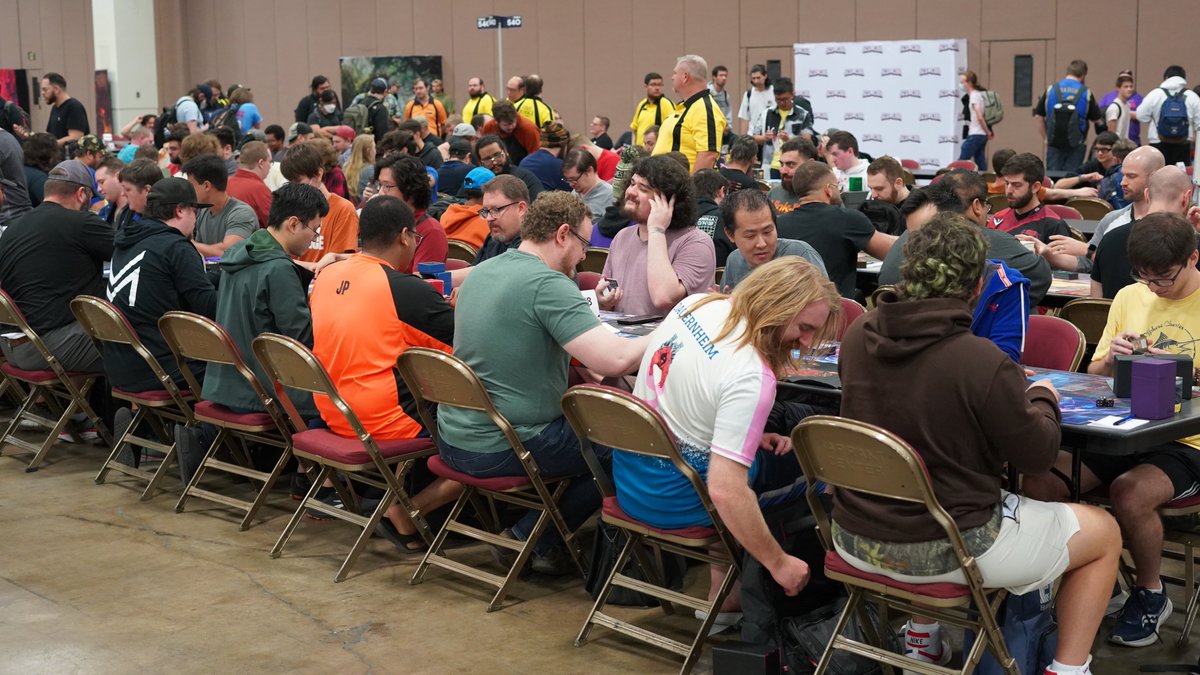 SCGCON's tweet photo. 🌞 Another action-packed morning at #SCGDFW with tons of tournaments in full swing! Highlights include #mtg $10k Modern, #fabtcg Calling Day 2, and the Battle Hardened. 🛡️ As always, entry to the hall is free, be sure to stop by! 👋 https://t.co/1omn3IRoAg