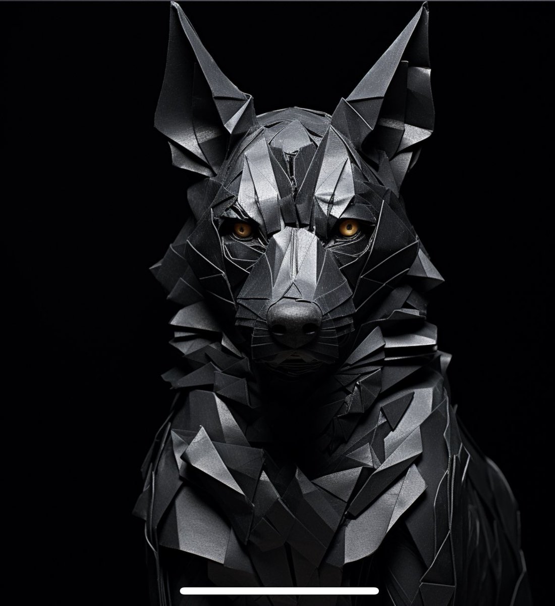 ItBecameLife's tweet photo. Dark wolf in origami 🖤👇 Before and after Glitch studio app
#aiart #AIArtistCommunity #nft #darkart #wolf #dark #art #glitchapp https://t.co/N9umFzoXM6