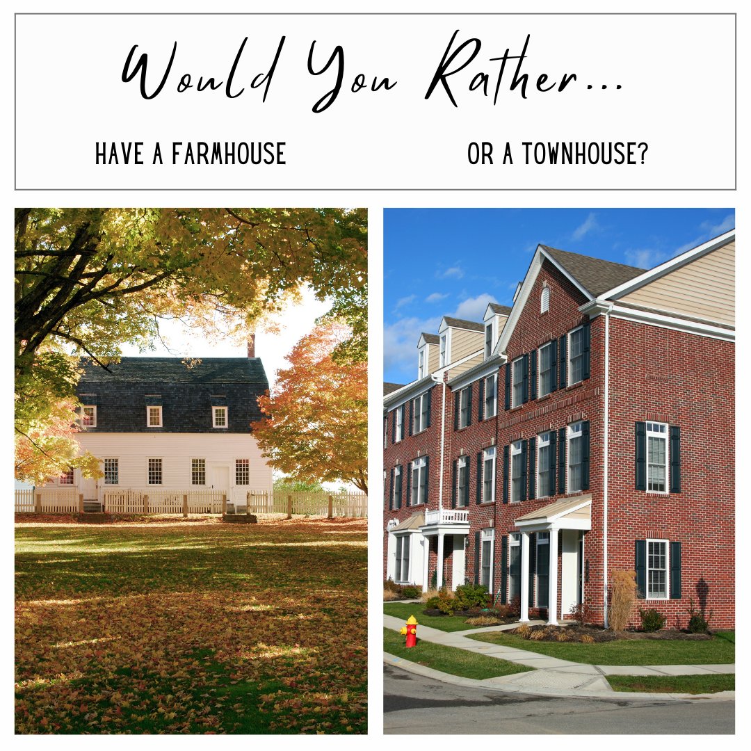 Two iconic looks, but with very different aesthetics! Which would you choose?
.
.
.
#WouldYouRather #ThisOrThat #Farmhouse #Townhouse #RealEstate #NSRealtor #NSRealEstate #RoyalLePageAtlantic #GoBeyond