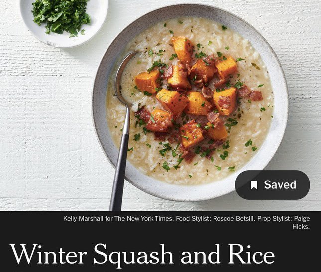 StLydias's tweet image. Did you know that every week, a volunteer cook comes early to prepare the meal that we eat together at Dinner Church? Tonight, Brad will draw inspiration from this NYT recipe by Christian Reynoso for a winter squash soup.. You are very welcome! 🥣 🕯️ 
#dinnerchurch #sharedmeal