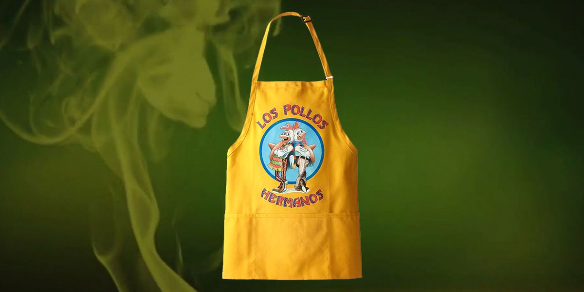 Breaking Bad apron giveaway! Must repost, follow, and reply using #PollosGiveaway to qualify. Winner announced Oct 26th.