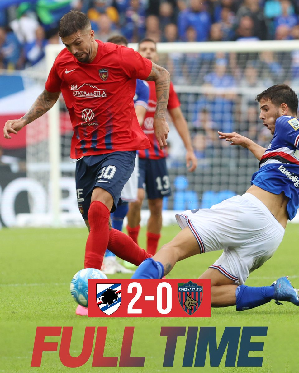 CosenzaOfficial's tweet photo. Vince la Sampdoria, con doppietta di Borini.

Sabato altra trasferta ligure, a La Spezia.

Sempre rossoblù, come gli instancabili 1.200 Lupi al nostro fianco ♥️💙

#ForzaLupi #SAMCOS https://t.co/3IQ2lGf6rr