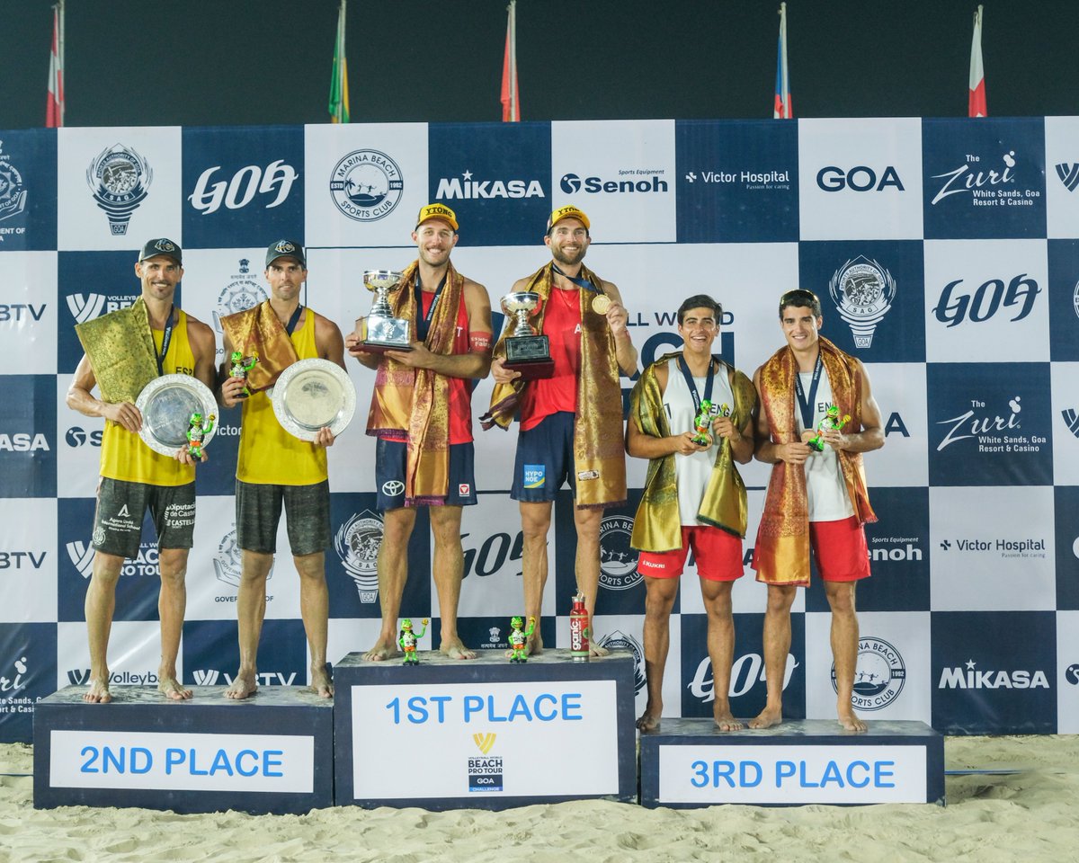 beachprotourgoa's tweet photo. Saluting the men of the Volleyball World Beach Pro Tour Goa Challenge! 👑🥇🥈🥉🏐🌞

#volleyballworldbeachtour #beachprotourgoa #goachallenge #goa #volleyball #worldbeachprotour #challenge #goadiaries #goabeach #goatourism #beach #travel #beachvolley #beachvolleyball https://t.co/vBjt0dg6CA