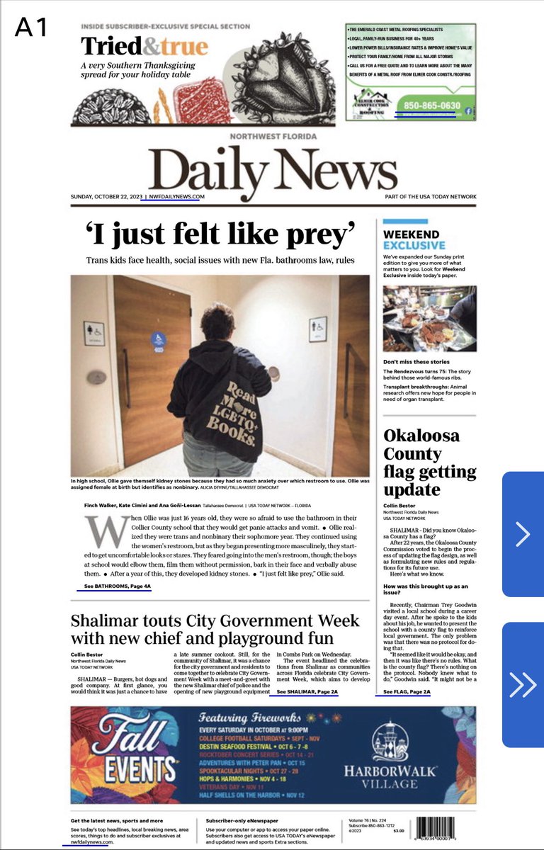 In case you missed my recent story in collaboration with <a href="/goni_lessan/">Ana Goñi-Lessan</a> and <a href="/k_cimini/">Kate Cimini</a> on the impacts of recent legislation on transgender Floridians…the story hit print papers around the state today.
Read online here:

tallahassee.com/story/news/loc…