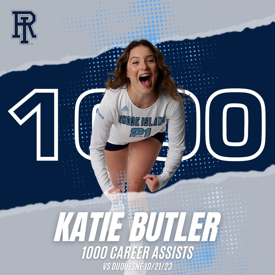 rhodyvball's tweet photo. Congratulations to Katie Butler on 1,000 career assists!! 💙🐏💪🏼 #gorhody https://t.co/133clX06JO