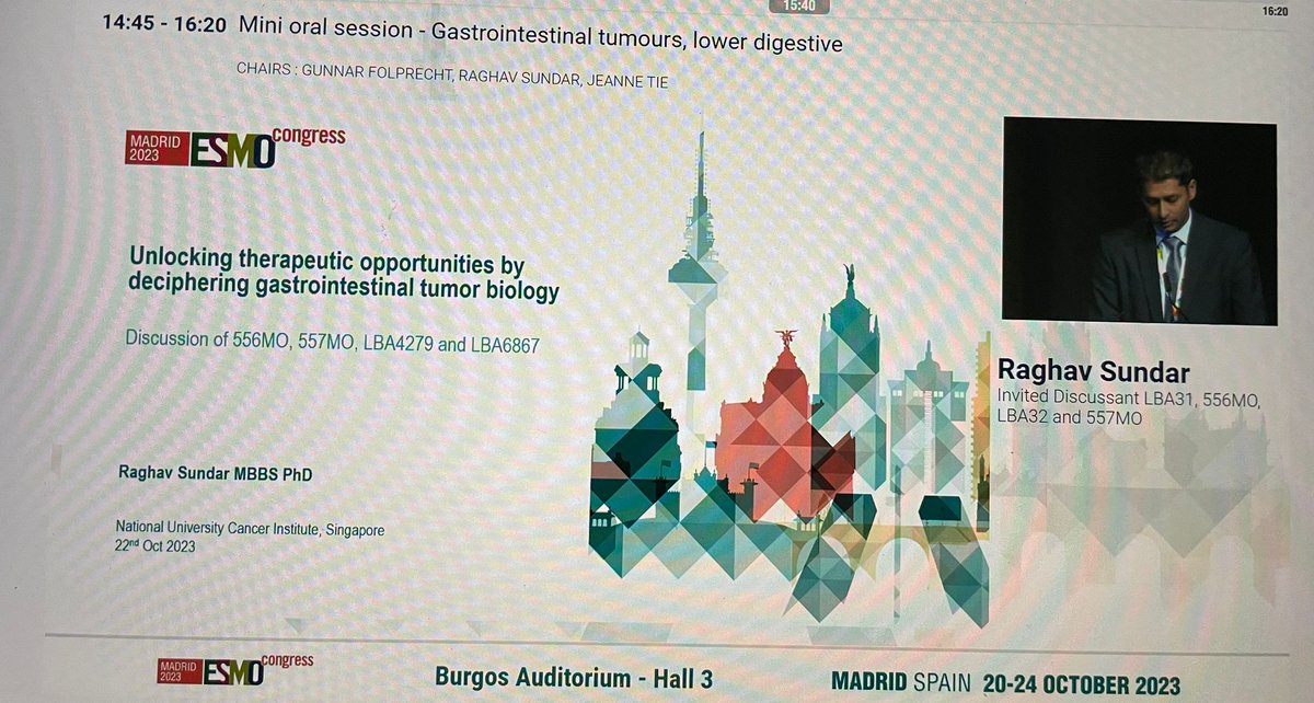 Grateful for the opportunity to discuss important data at #ESMO2023 on the rapidly growing role of immunotherapy in gastrointestinal cancer. Understanding tumor biology is key. @ChiaraCrem1 @FilippoPietran4 @LizzySmyth1 @MyriamChalabi @KlempnerSam @SaraLonardi1 @PamelaKunzMD