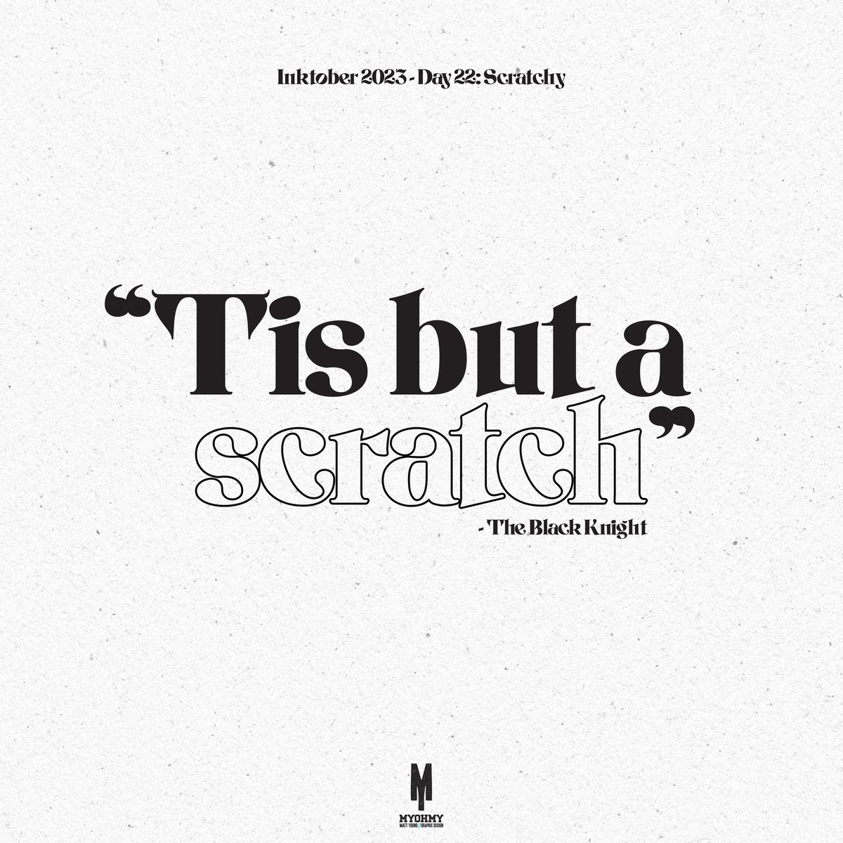 myohmydesign's tweet photo. #inktober - Day 22/31: Scratchy

'Tis but a scratch!'

@inktober #inktober2023 #scratchy #inktober2023scratchy #tisbutascratch #montypythonandtheholygrail #inkdrawing #sketchart #darkart #conceptart #pendrawing #illustrationart #blxck #darkartists #linework #inkonpaper https://t.co/MhCHvVpA79