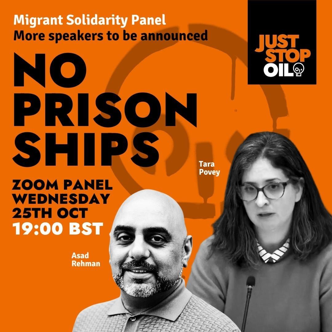 🚫 NO PRISON SHIPS

🦺 People are taking action against our governments inhuman plans to imprison asylum seekers in floating prisons. The Bibby Stockholm has been branded a "death trap" by the Fire Brigades Union.

👉 Hear the plan on Wednesday. Register: juststopoil.org/noprisonships