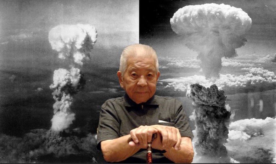 x_socrates1's tweet image. Talking about surviving 

In 1945, Tsutomu Yamaguchi survived the atomic blast at Hiroshima, dragged himself to an air raid shelter, spent the night, caught the morning train so he could arrive at his job on time in Nagasaki, where he survived another atomic blast.