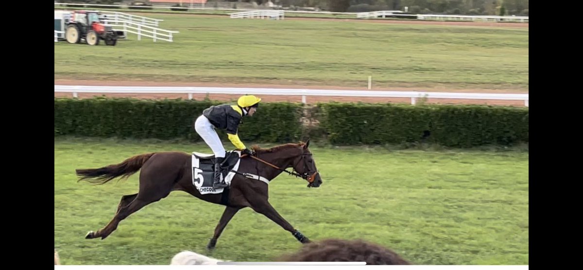 Facile win for the very talented Giacosa first time over hurdles at Machecoul (near Nantes!) he’s a lovely horse with a big future. Well done to owner ⁦@brhals⁩, jockey Alexandre Chesnau and thanks to his excellent agent ⁦@dbjockeysagent⁩. #7 from 50 runners in FR🇫🇷🥇