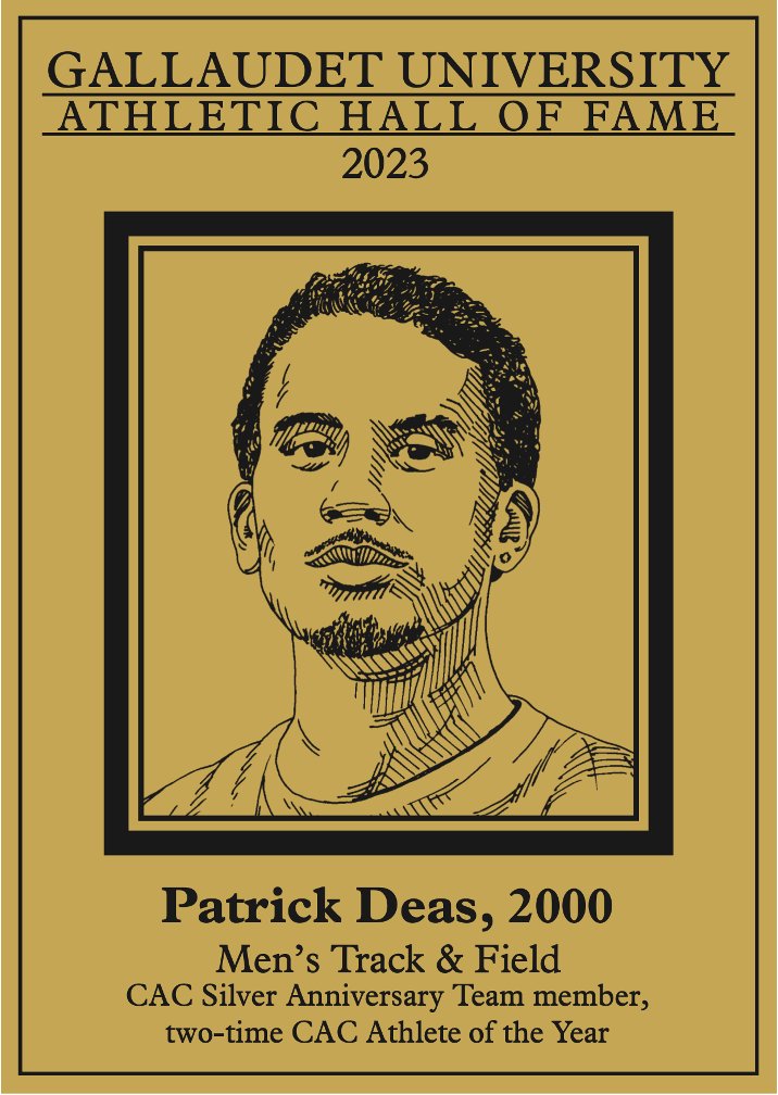 𝟐𝟎𝟐𝟑 𝐆𝐚𝐥𝐥𝐚𝐮𝐝𝐞𝐭 𝐀𝐭𝐡𝐥𝐞𝐭𝐢𝐜𝐬 𝐇𝐚𝐥𝐥 𝐨𝐟 𝐅𝐚𝐦𝐞 𝐈𝐧𝐝𝐮𝐜𝐭𝐞𝐞
Congratulations to Patrick Deas, '00 (Men's Track and Field) for being inducted into the GU Athletics Hall of Fame!
<a href="/GallaudetU/">Gallaudet University</a> | #GUBison