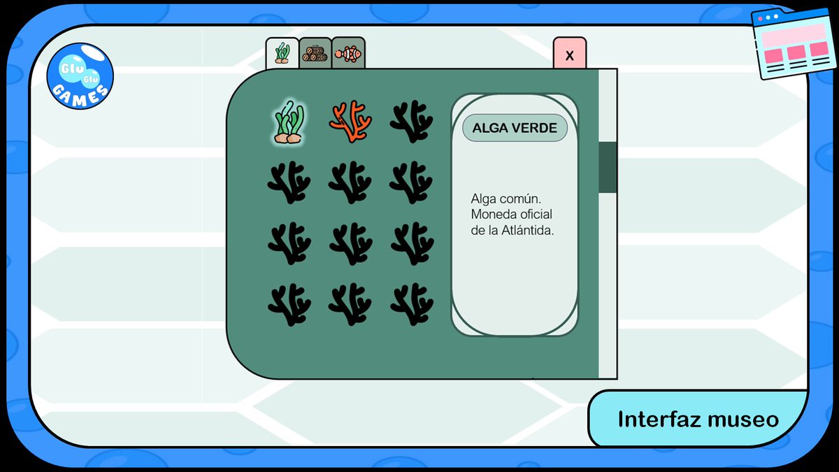 GluGluGames's tweet photo. ¡¡BUENAS TARDES PECECITOS!! 🐡🐡

Os traemos en exclusiva lo que será la interfaz de vuestros recursos en nuestro futuro juego. A parte de algas, corales y piedras preciosas, también podréis hacer acopio de una gran variedad de peces especiales 🎣🎣

#indiegame #indiedev #gamedev https://t.co/cSQWsHl23S