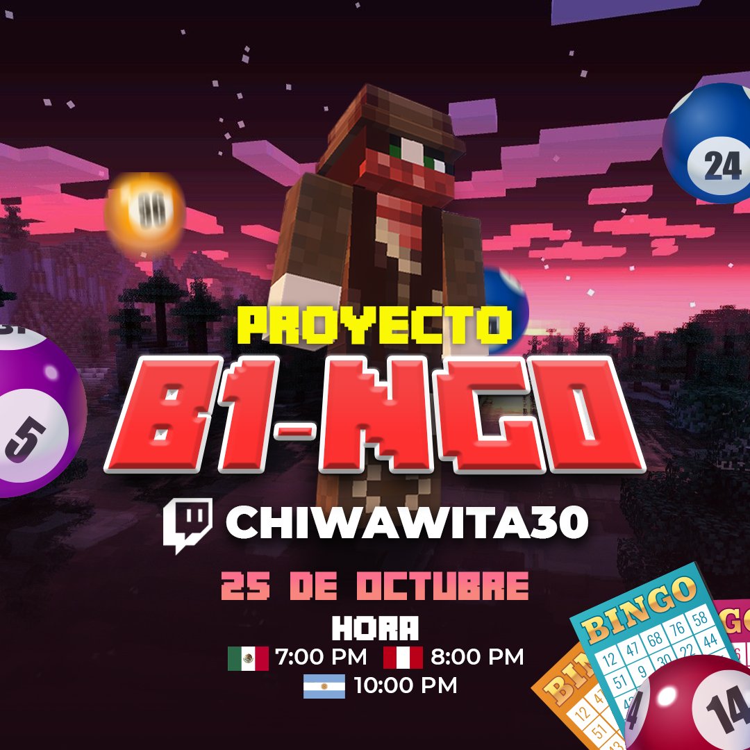 Chiwawita30's tweet photo. Evento de minecraft!!!
Si eres streamer activo y quieres participar, comenta el nombre de tu canal y comparte este post. 
Hoy visitare sus canales y el 24 de octubre sacamos la lista de confirmados. https://t.co/cJWJV2CveX