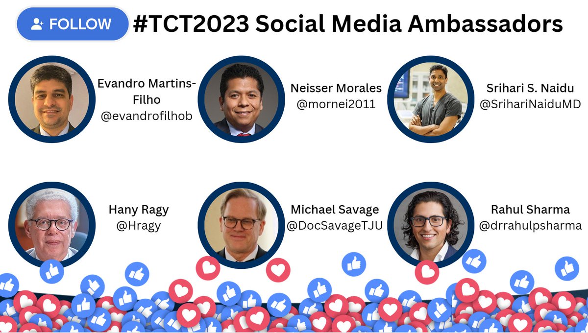 #TCT2023 With so much happening at TCT it's impossible to attend everything they have to offer! Follow the #SoMe Ambassadors to stay up to date on all the latest and greatest in each session! @crfheart @TCTConference @TCTMD