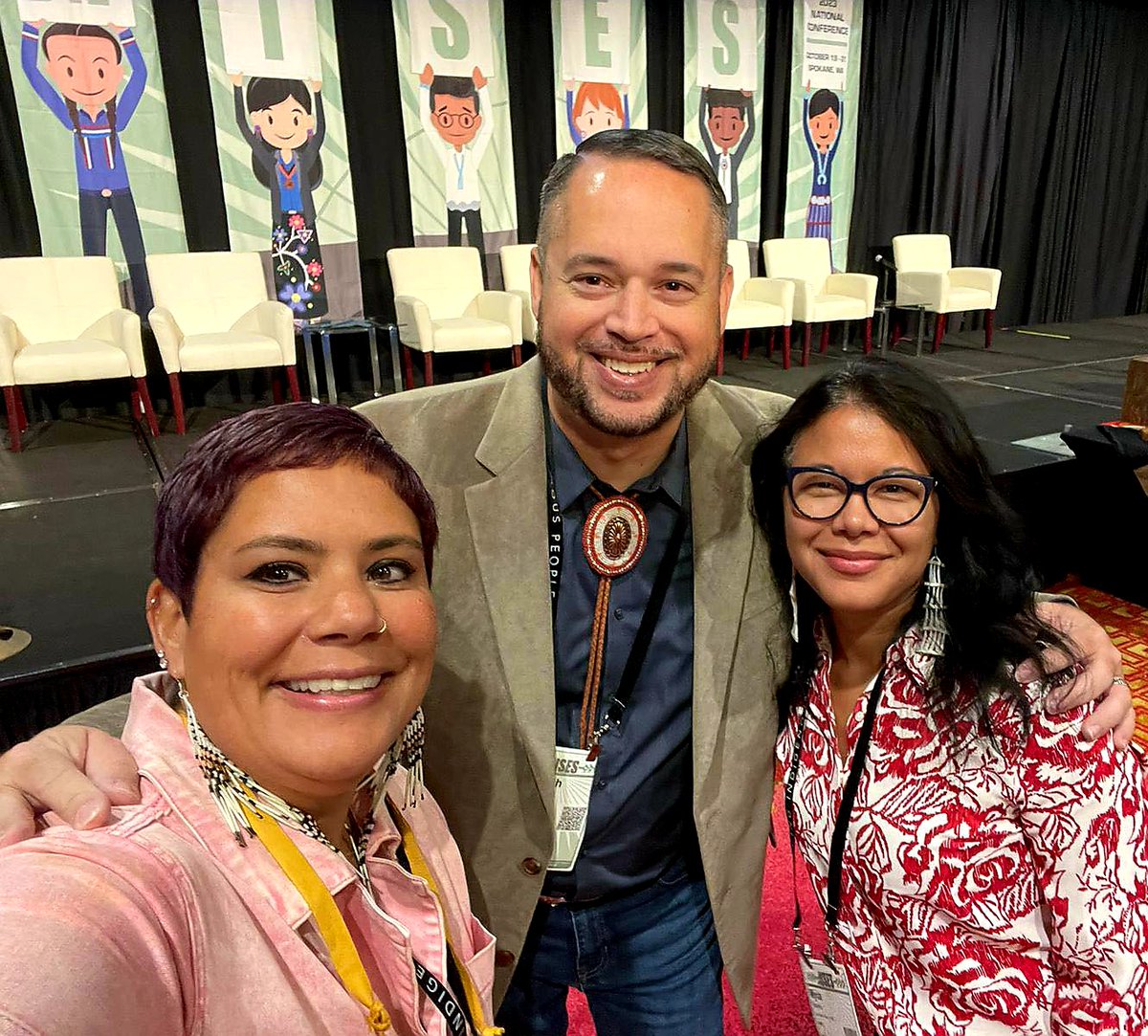 DrKLBowen's tweet photo. At the AISES National Conference,I had the privilege of catching up with Sunny Myers and Myia Reyes, MPA, two remarkable Native women. #AISES #STEM #Leadership #Growth #AISESNC23 #NativesInStem #education 💪🌟 @AISES @PaloAltoNtwks @uncpembroke @LumbeeTribeNC https://t.co/6RtNeOe695