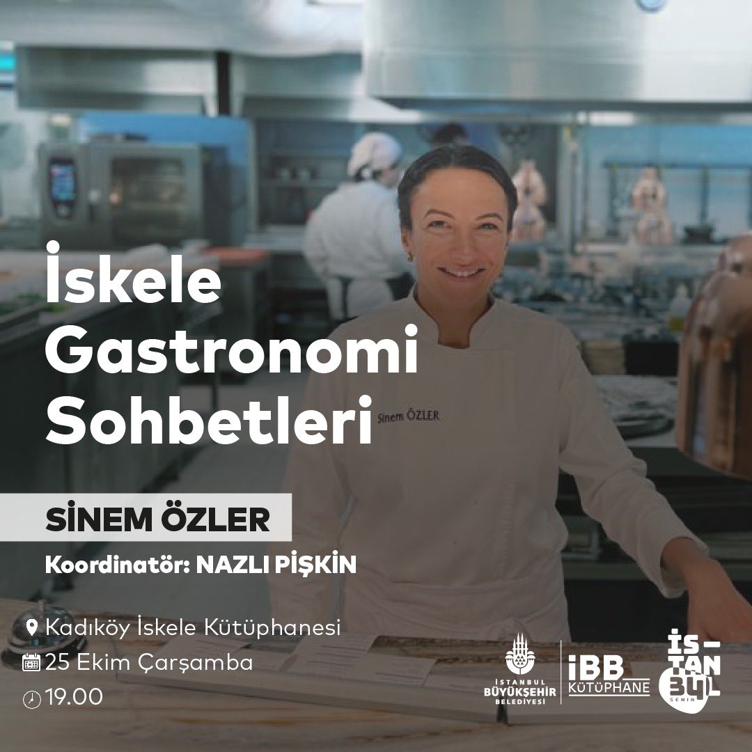 Yemek Kültürü Yazarı ve Akdeniz Tarihçisi Nazlı Pişkin’in koordinatörlüğünü üstlendiği söyleşi serimiz, gastronomi alanında tanınan bir ismi ağırlıyor. Sinem Özler, İskele Gastronomi Sohbetleri için Kadıköy İskelesi’ne konuk oluyor.

📲 Ücretsiz olan etkinlik için