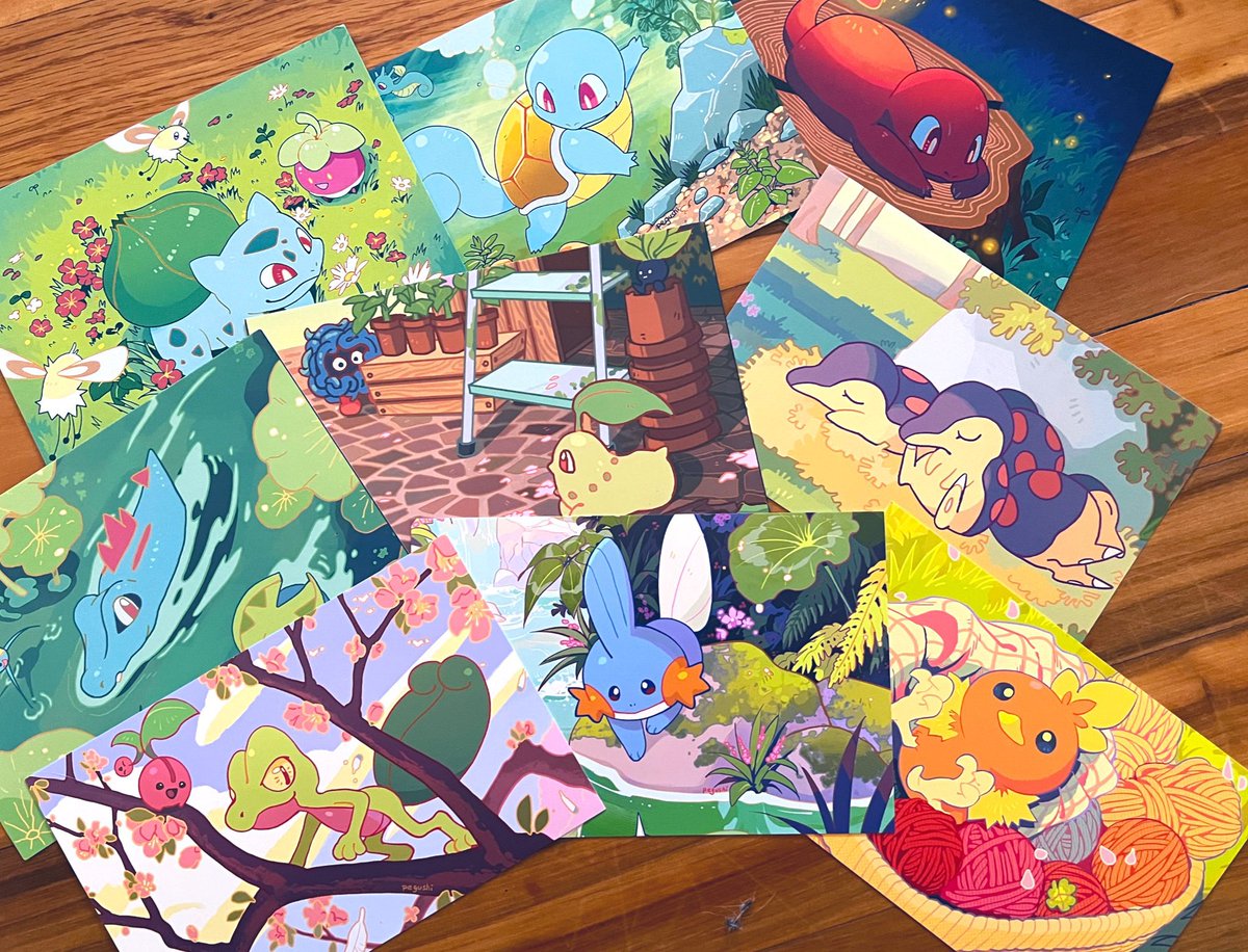 bulbasaur ,mudkip ,torchic pokemon (creature) no humans grass water closed eyes outdoors smile  illustration images