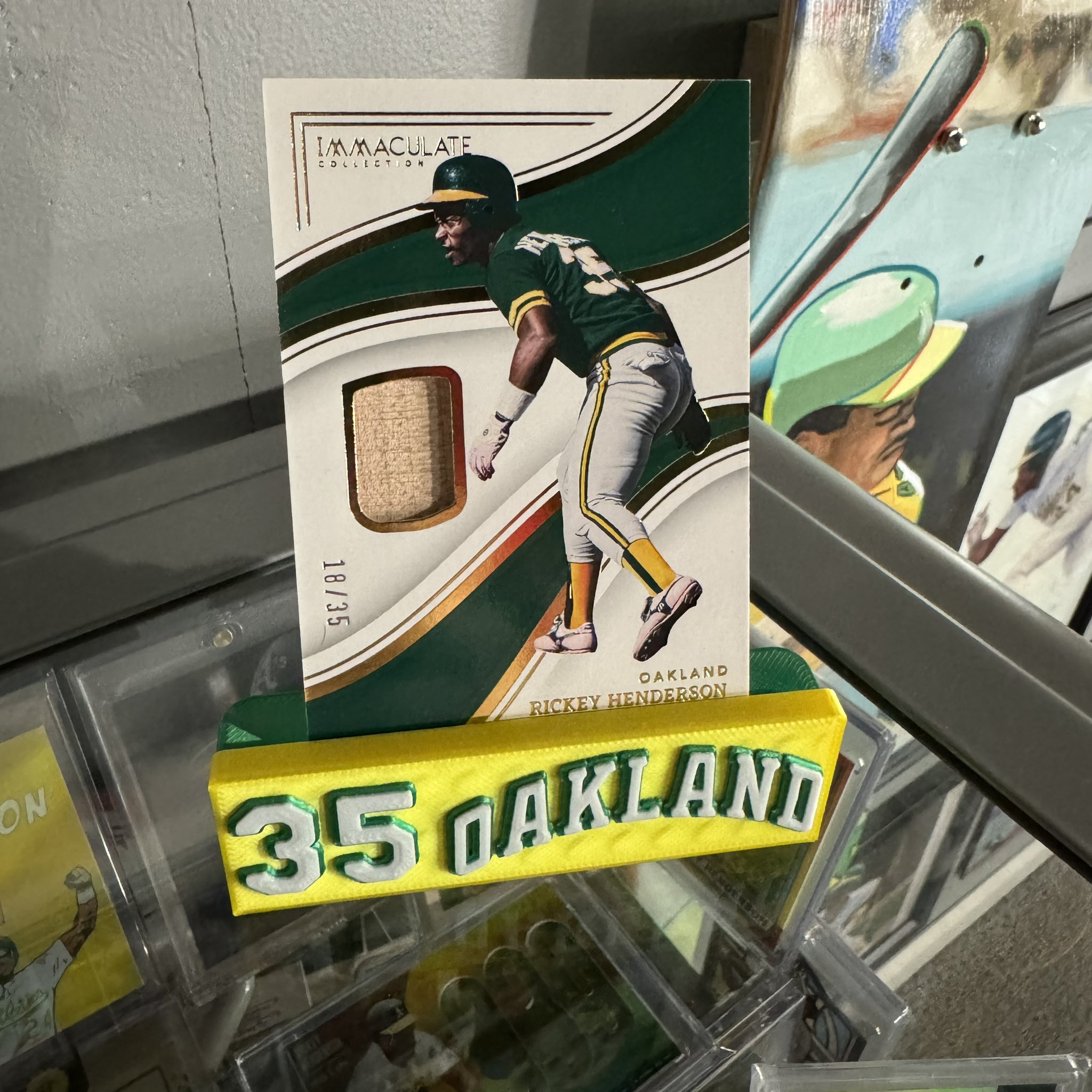Man-cave of Steal (🏃🏿💨🧤) on X: Today's Rickey Henderson PC swag is  this fun bat relic insert from 2023 @PaniniAmerica Immaculate Collection  Baseball #'d 18/35! Always enjoy a good retro #35 @Athletics