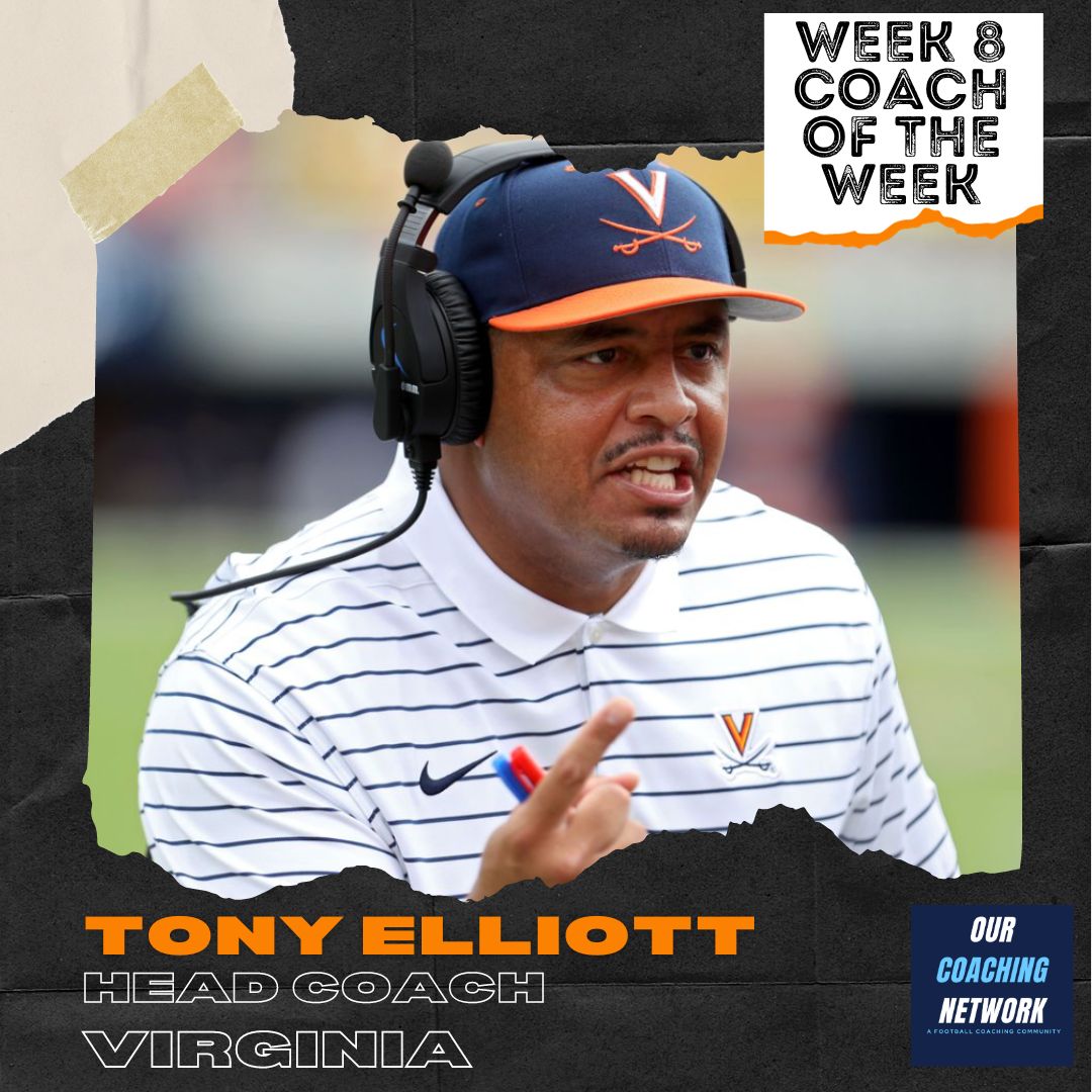 🏈Week 8 Head Coach of the Week 🏈 Following @UVAFootball's 31-27 against #10 ranked North Carolina, @Coach_TElliott is our National Head Coach of the Week 👏 Huge win against a Top 10 Team📈 Coach of the Week🧵👇