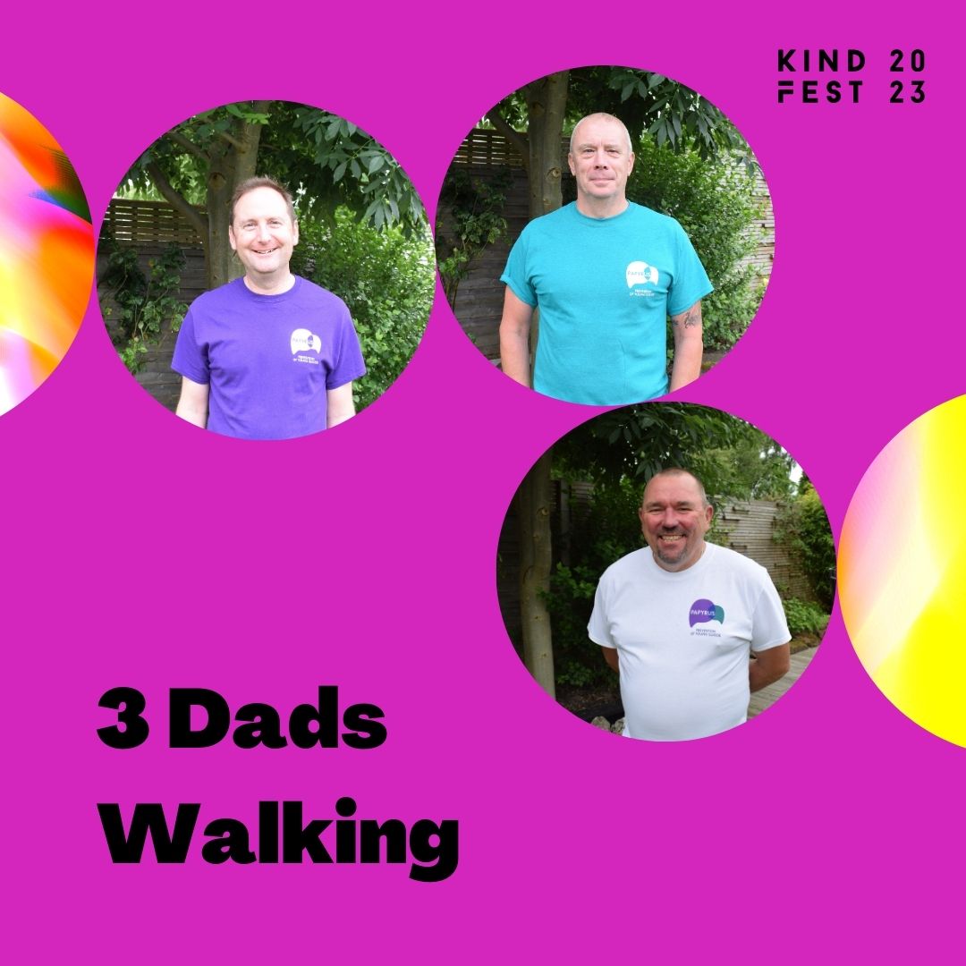 3 Dads, 3 Homes, 4 UK Parliaments. Walking in memory of their daughters Emily, Beth & Sophie, raising funds for @PAPYRUS_Charity and encouraging conversation about #SuicidePrevention. Mike, Tim and Andy, thank you for being part of KindFest 2023. Follow @3dadswalking