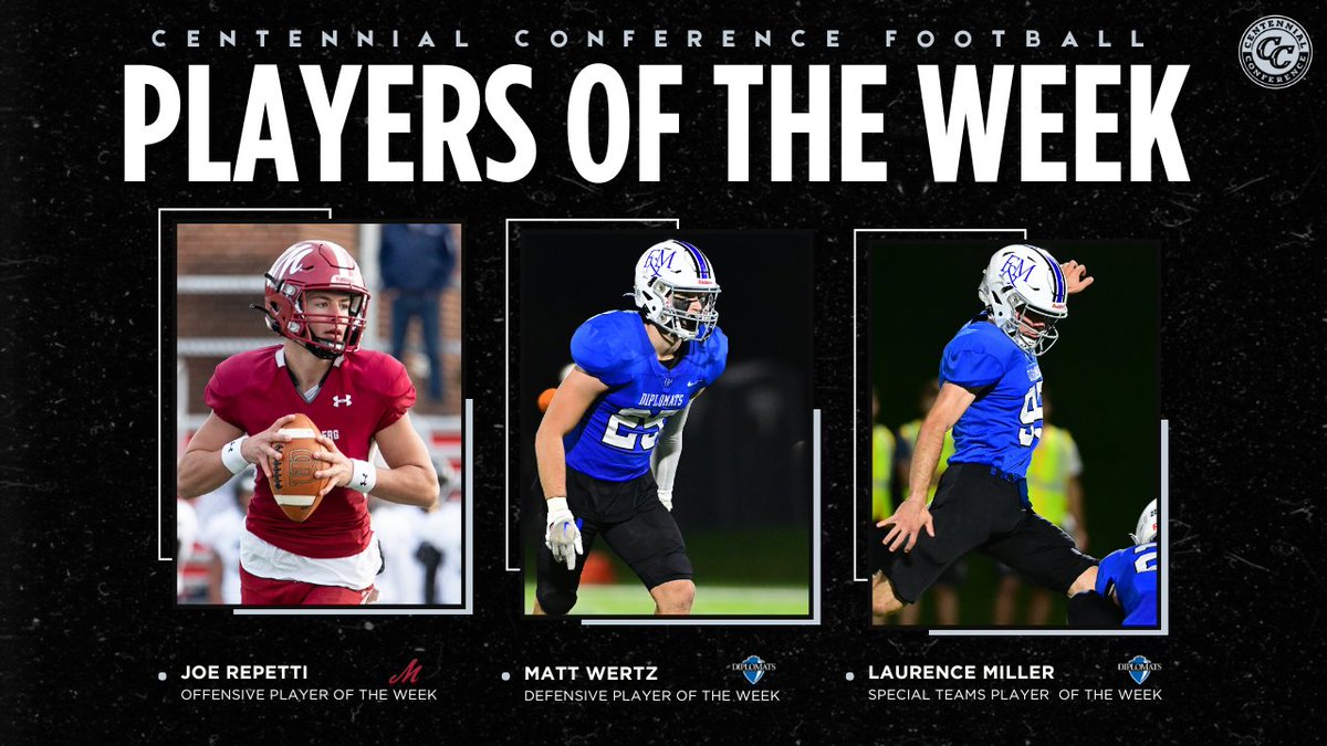 CentennialConf's tweet image. 🏈 FB | PLAYERS OF THE WEEK

Offensive: @DigInMules Joe Repetti
Defensive: @FandMFootball Matt Wertz
Special Teams: @FandMFootball Laurence Miller

📰 bit.ly/3S9qJMo

#IgnitingGreatness #CentConf #CCfb #d3fb
