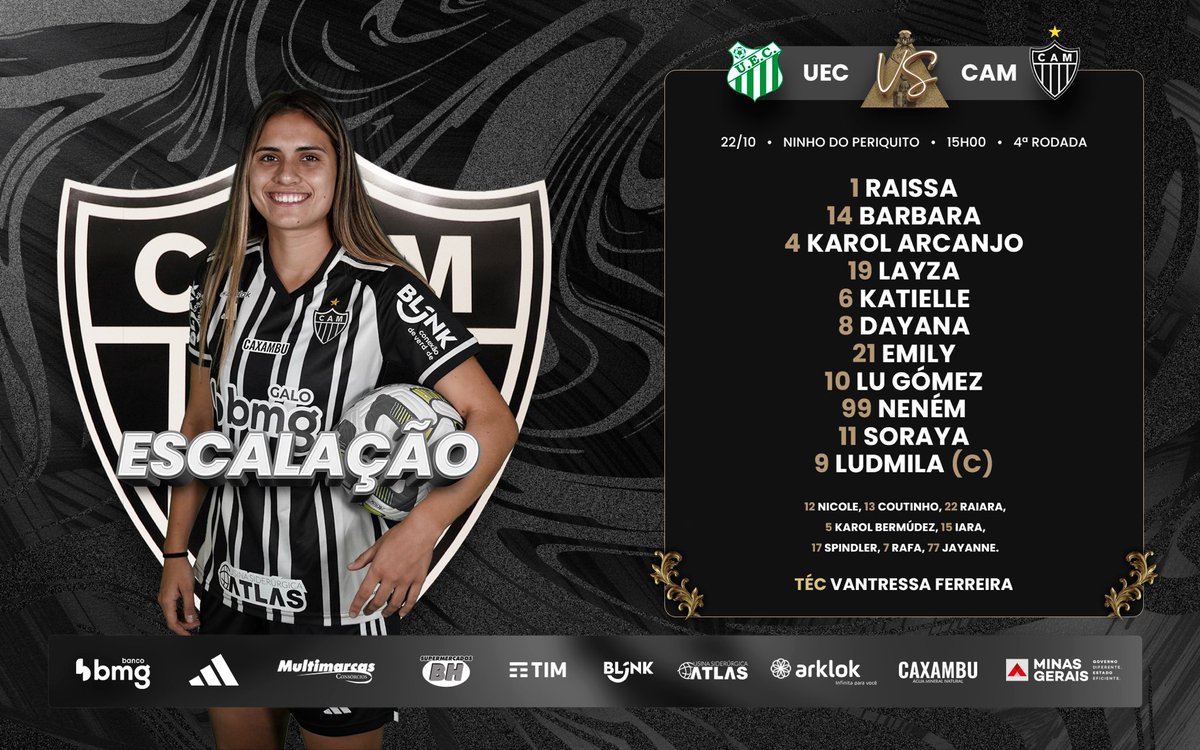 GaloFFeminino's tweet photo. 📝 #VINGADORAS ESCALADAS!
Galo definido para enfrentar o Uberlândia! 🚀
#DiaDeVingadoras | #UECxCAM https://t.co/IkwAUOLvCi