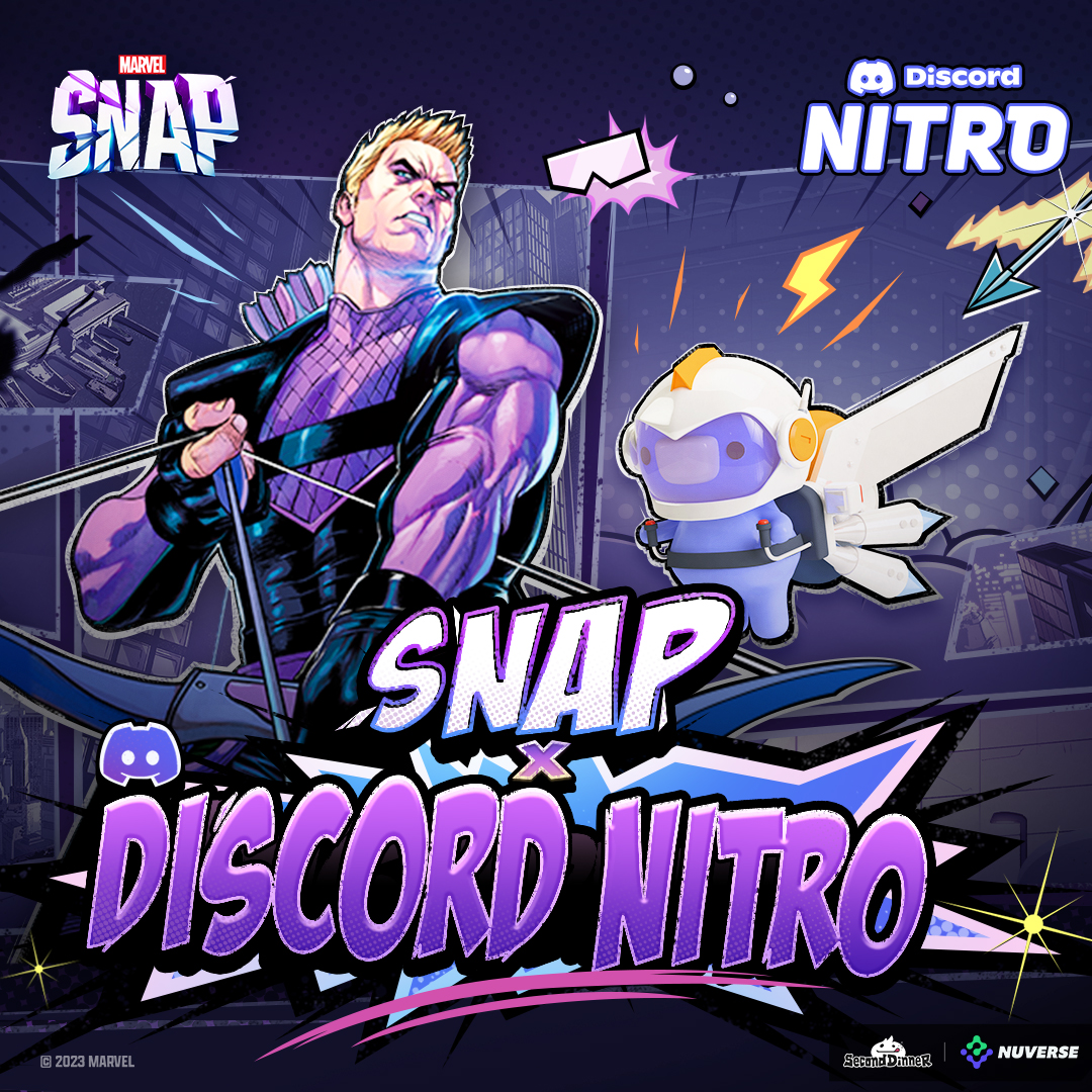 JHugs on X: If you complete 5 matches from now until November 17th you get  a free month of discord nitro, a title, and a Hawkeye variant 👀  #MarvelSnap  / X