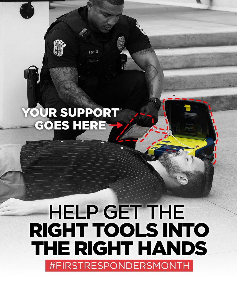savinglives's tweet photo. This #FirstRespondersMonth, your support can make a lifesaving difference. Donate today to provide hometown heroes with automated external defibrillators (AEDs), enabling them to provide immediate lifesaving assistance on-scene during cardiac emergencies. https://t.co/Tgzd1geytP https://t.co/VRnKl6L2Yg