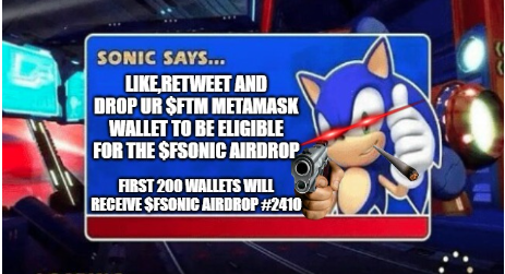 🔥Get ready for the $fSONIC airdrop on #Fantom! 🔥

1️⃣ Like this post 🩷
2️⃣ Retweet and spread the word ♻️
3️⃣ Drop your MM wallets in the comments 🦊

The first 200 participants will receive $fSONIC!   

🌐Stealth launch in less than 24 hours - be quick!

#fvm #FantomSonic