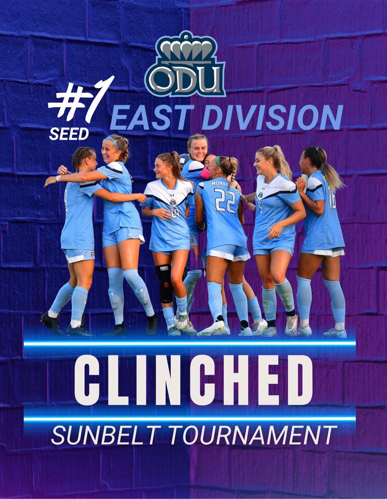 ODUWomensSoccer's tweet photo. Your Monarchs have clinched a spot into the Sun Belt Tournament and earn the top seed in the East Division! 

Thank you Monarch Nation for being with us every step of the way! 🦁 https://t.co/n6Vir4UiC7