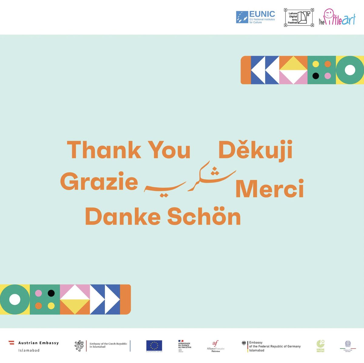 Thank You for being part of the Lahore Digital Arts Festival! We can't wait to see where the journey takes us next year. As we are working on the closing of our festival, we would like to thank our partners who made this festival possible. #LahoreDigitalArtsFestival