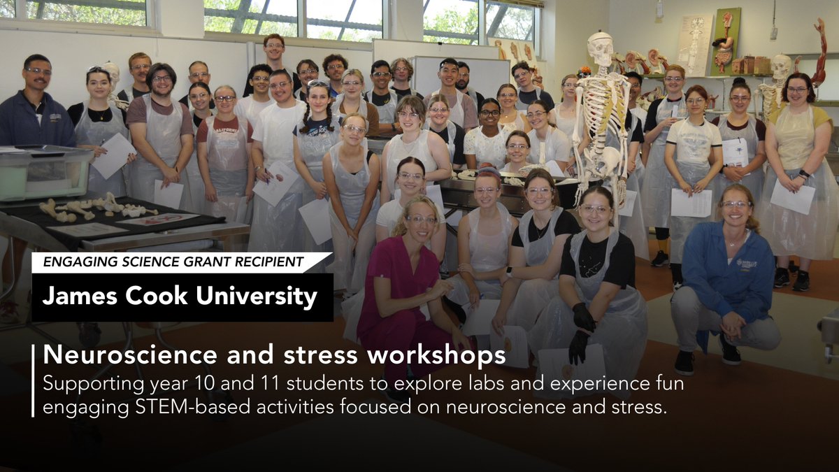qldscience's tweet photo. Congratulations to @JCU for their $20,000 Engaging Science Grant 👏 The funding is provided by the Office of the Chief Scientist &amp; gives Year 10 &amp; 11 students from all socio-economic backgrounds the opportunity to learn about neuroscience and stress in university labs #qldscience https://t.co/gRqR0MXw7S
