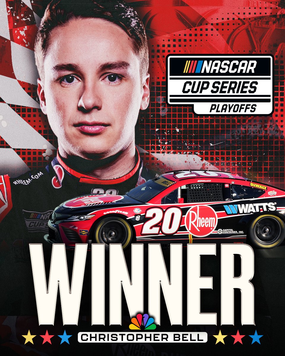 REPOST to congratulate <a href="/CBellRacing/">Christopher Bell</a>!

He wins at <a href="/HomesteadMiami/">Homestead-Miami Speedway</a> to advance to the Championship 4! #NASCARPlayoffs