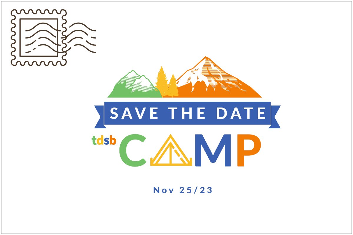 Save the date! #tdsbCamp returns on Sat. Nov. 25/23! Can't wait to: ✅connect with passionate colleagues about digital learning! ✅ get inspired by speakers and sessions! ✅ try new strategies to enhance student learning! #tdsb