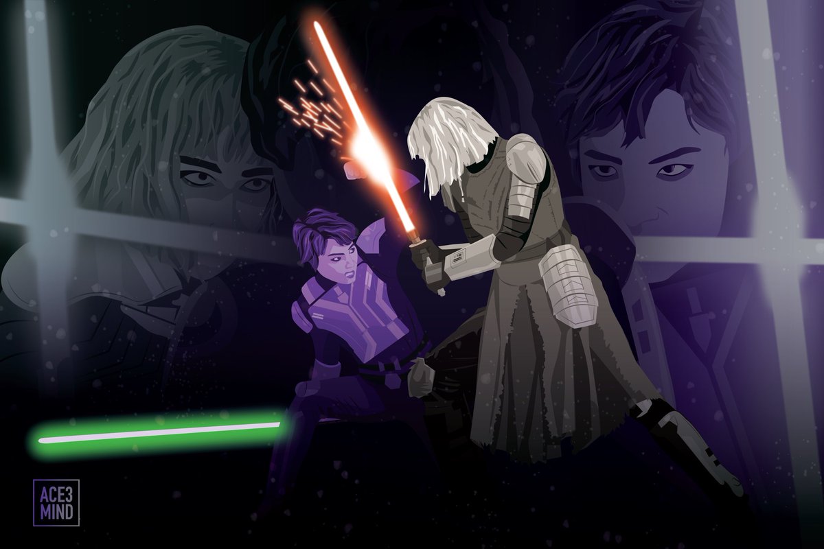 ace3mind's tweet photo. Poster is done! These two are perfect rivals! It’s all about the eye contact. 🤌 #wolfwren #starwars #sabinewren #shinhati #Ahsoka #shinxsabine https://t.co/IikmaeoCZ8