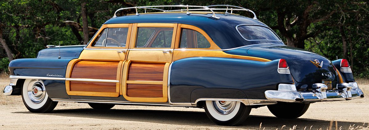 UltimativCars's tweet photo. #PebbleBeach2023

The #Cadillac #Series75/#SeventyFive (1936-92) was made in 585.968 units, of which 5.200 in '51.

This #Sedan-based unit (51: 1.090) became a UNIQUE #Woody #Custom #Limousine [by #MauriceSchwartz] for actor #GeneAutry; est. at $300-400k, it was sold at $257.6k. https://t.co/P8TW77MAyZ