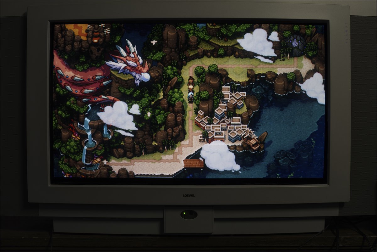 LoeweAconda_CRT's tweet photo. Sea of Stars on the Nintendo Switch.
Beautiful high definition pixel art graphics hold up really well on the Loewe Planus!
#seaofstars #NintendoSwitch #Loewe #Planus #CRT #pixels #480p #vga #60hz #loewetv #crestronhdscaler #Quadriptych https://t.co/AdR1nFd2ys
