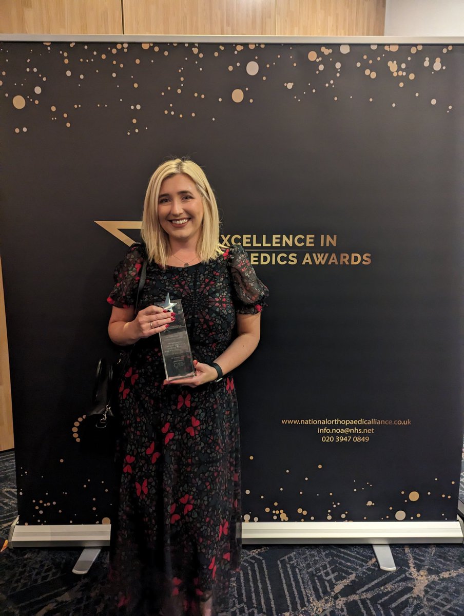 A second award of the night collected by Louise on behalf of the GMOA @gmoa_webmaster at the #NOAExcellence2023 for the Innovation in Orthopaedics category! Well done everyone! 👏 @WWLNHS @dsjohnson_uk @myrecoveryai