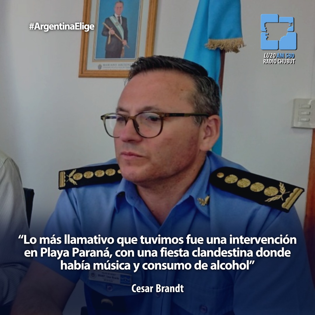 RadioChubut's tweet photo. La policía desbarató una fiesta clandestina en Playa Paraná

▪️Fue este domingo por la tarde, alrededor de las 15.30, confirmó el jefe de la policía de la provincia comisario general Cesar Brandt en #RadioChubut 

.
🗳️ #ArgentinaElige  #LU20  #ArgentinaVota #Elecciones2023 https://t.co/sdrfKDCqwk