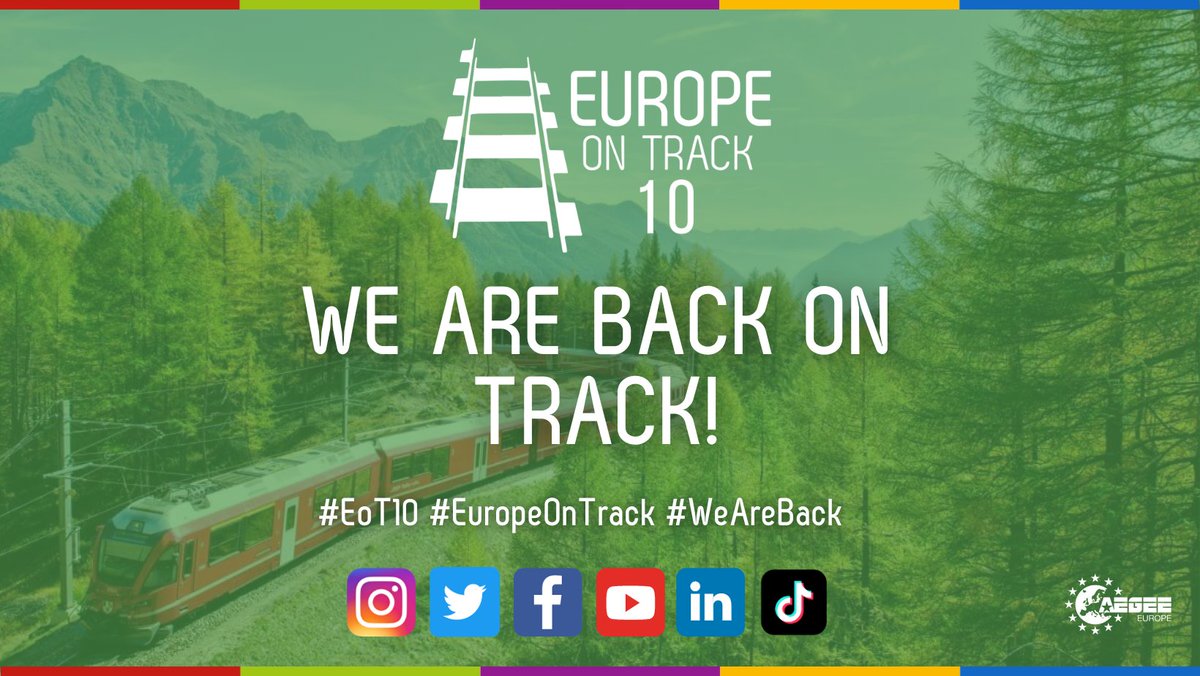 EuropeOnTrack's tweet photo. 𝔸𝕣𝕖 𝕪𝕠𝕦 𝕣𝕖𝕒𝕕𝕪 𝕥𝕠 𝕘𝕖𝕥 𝕓𝕒𝕔𝕜 𝕠𝕟 𝕥𝕣𝕒𝕔𝕜?
Europe on track is BACK with the 10th edition of the famous AEGEEan project!
A new project team is taking over, we aim to bring 🅔🅤🅡🅞🅟🅔🅐🅝🅢 a little closer to each other while having fun and learning together! https://t.co/Bt7EJBwSDN