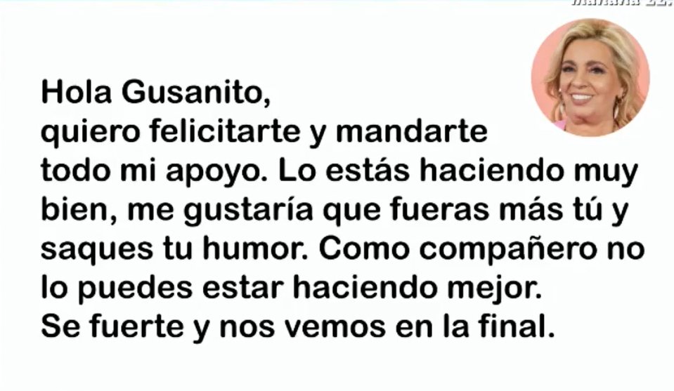 fandunareina's tweet image. En que final lo ve Carmen Borrego? Es broma?

 #GHVIPDBT6 #GHVIP22O #GHVIP230