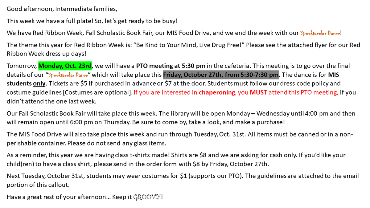 MillingtonInte2's tweet photo. 🔴Callout for 10/23-27🎃
#MIS #MotivateInspireSucceed #RedRibbonWeek #FoodDrive #SpooktacularDance https://t.co/mbQIvW9JPy