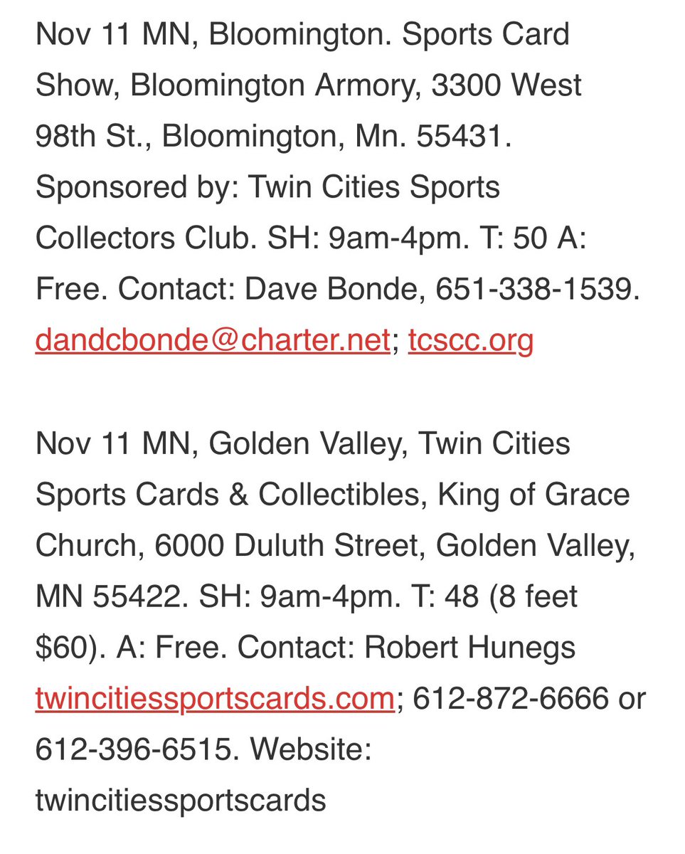 primetimesc2's tweet image. 11/11 will have three card shows in the Twin Cities, including the monthly @MN_Card_Show