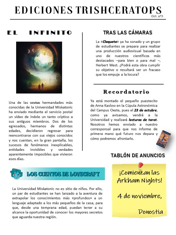 ¡Parrilla semanal!🗞️

📹<a href="/diariodeburgos/">Diario de Burgos</a> anuncia el rodaje por <a href="/UBUEstudiantes/">Universidad Burgos</a> de El Nigromante, nuestro reanimador favorito

📝Tarot de <a href="/FFGames/">FantasyFlightGames</a>

📖Libro ameno de <a href="/Adrikable/">Adri Ortiz</a> ilustrado por <a href="/iamBlackRamu/">Black Ramu 🐏</a> de <a href="/Dawn_Ent/">Dawn</a>

🗓️#ArkhamNights en <a href="/AL_Valhalla/">Asociación Lúdica VALHALLA Elkarte Ludikoa</a>

🍿Película para perder cordura