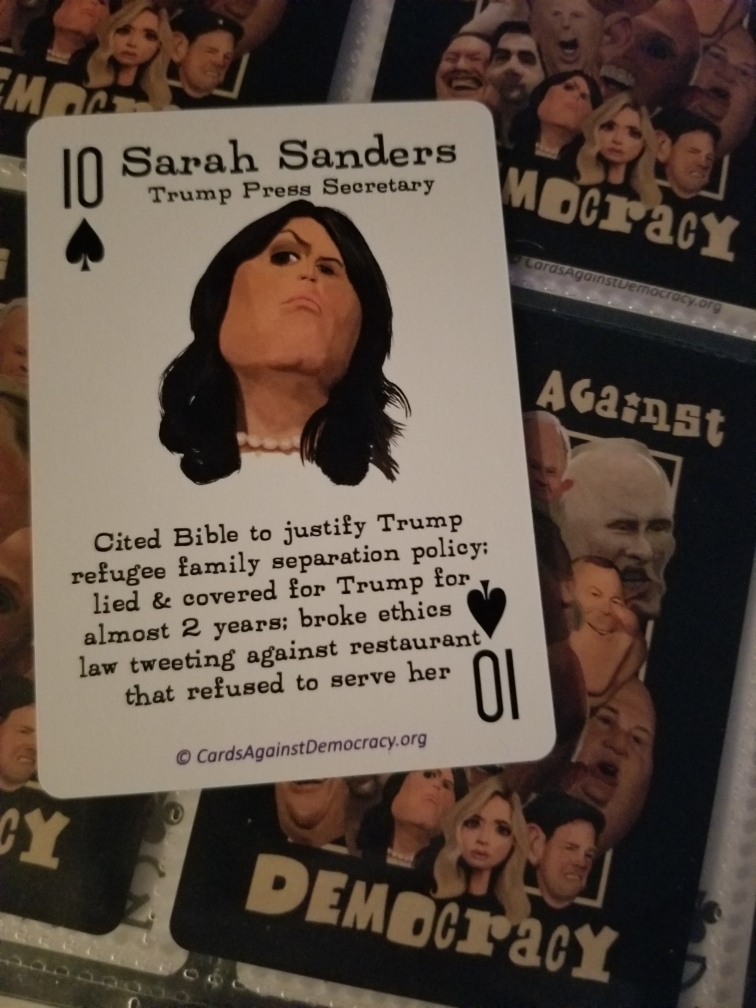 CardsAgainstDem's tweet photo. @OshetJimmy She and Desantis and alot of Trumpers would rather be opposite of woke, what is that, slept?
They're in our deck of deplorables to remember. https://t.co/JoMfHyzK6O