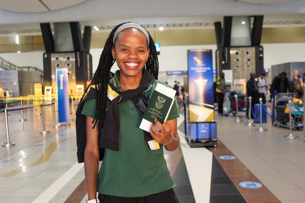Banyana_Banyana's tweet photo. Banyana Banyana team reunited at OR Tambo International Airport and ready to fly out to central Africa for the 2024 CAF Women’s Olympic qualifiers first leg against DR Congo on 25 October 2023. 

🇿🇦💚💛

#LiveTheImpossible https://t.co/F5dE7u3m4e