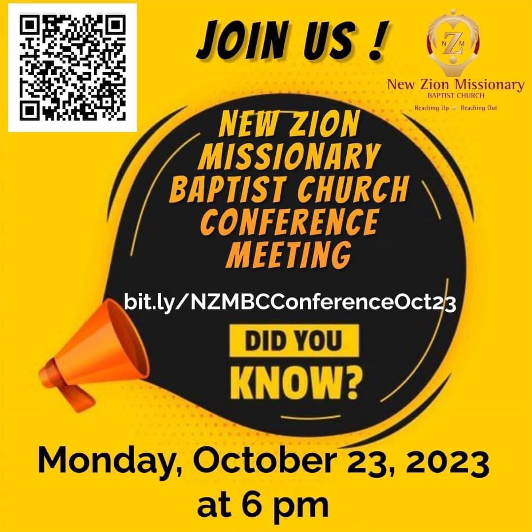 NZMBC_GSO's tweet photo. Greetings Church Family ,

A virtual quarterly church conference will be held on Monday, October 23, at 6 p.m.  You are encouraged to register in advance of this meeting by clicking the link below. 
 Register Here:  https://t.co/FLtE596mZS https://t.co/PO5KeJLGQv
