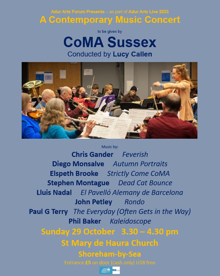 @CoMA_Sussex will be performing works by 5 different NMB composers next Sunday at the wonderful St Mary de Haura as part of Adur Art Live! The concert will be at 3:30, £5 on the door (cash only) / under 18s free