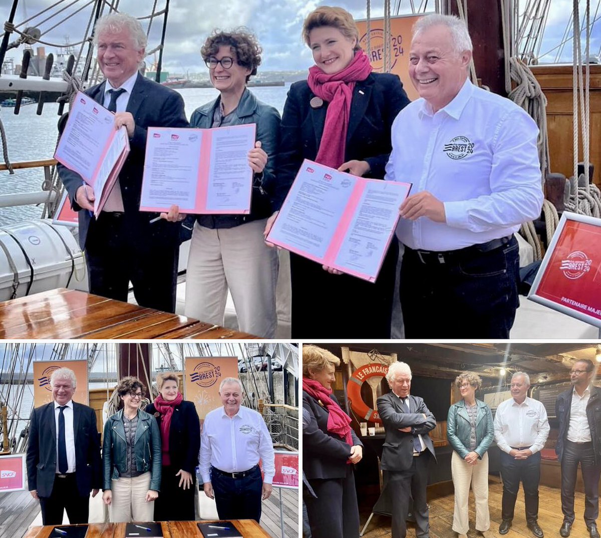 Très heureux,en tant que Président-délégué des Fêtes Maritimes de Brest,d’avoir participé ce vendredi avec <a href="/FCuillandre/">François Cuillandre</a> à la signature du partenariat liant BREST 2024 avec <a href="/ConnectGares/">SNCF Gares & Connexions</a> et <a href="/GroupeSNCF/">Groupe SNCF</a>. Les visiteurs pourront ainsi venir en train pour profiter de notre événement.