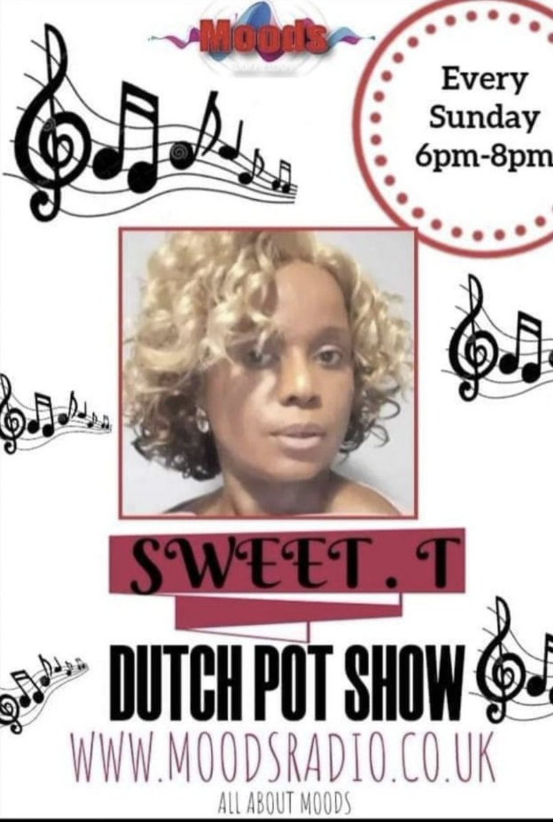 MoodsRadioUK's tweet photo. Join Sweet T NOW 6pm-8pm on Moods Radio for the Dutch Pot show
#DutchPotShow #SweetT #OnlineRadioStation #Music #Online #Radio #TuneIn #OnlineRadio #internetRadio #MusicForEveryMood #SundayEvening #SundayVibes #SundayMood #SundayNight #SundayMotivation #revival #soca #Reggae https://t.co/1oiTPmcCnC